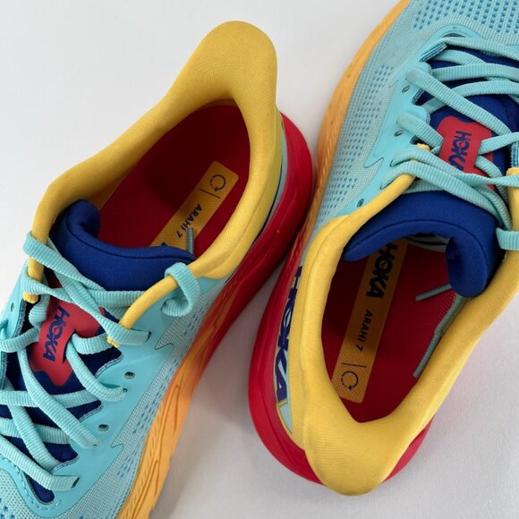 Hoka One One Arahi 7 Women's Running Shoes 8.5B Blue/Yellow/Red Lightweight - Picture 9 of 12
